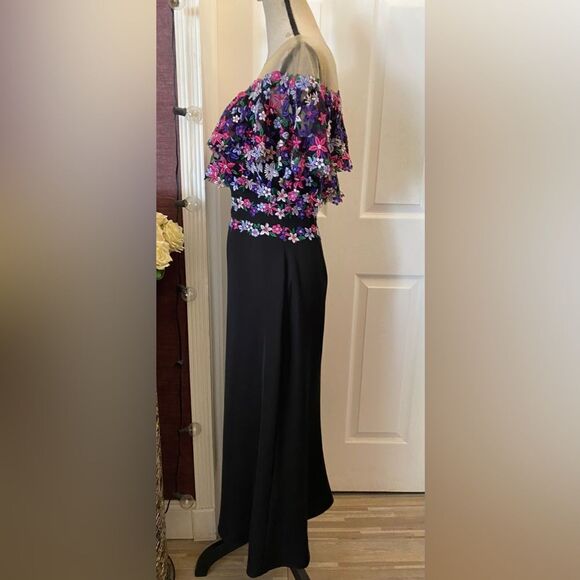 Tadashi Shoji mesh/embroidered top midi dress, S - Picture 2 of 13